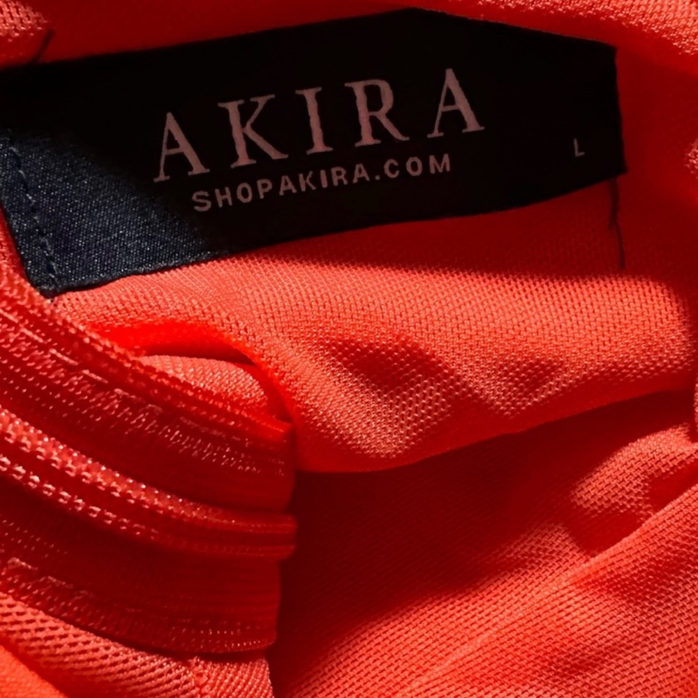 AKIRA Elegant Red Strapless Dress with Floral Accents - Picture 4 of 5